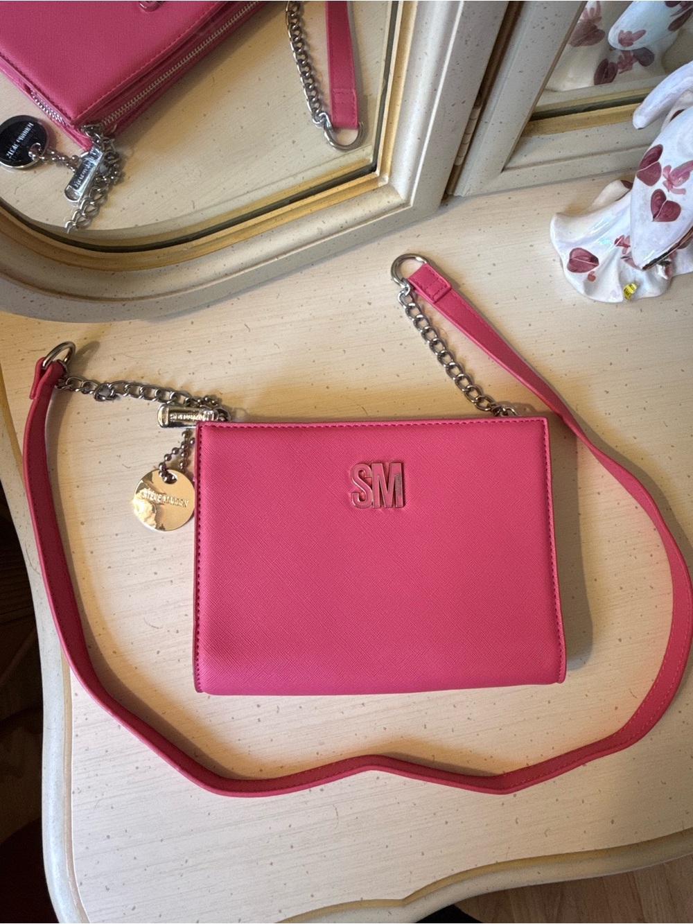 Steve Madden Pink SM Monogram Crossbody Bag